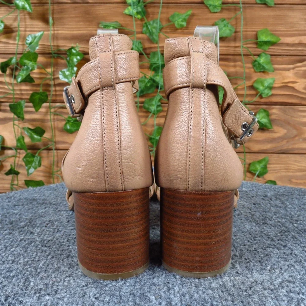 Via Spiga Women Sandals Size‎ 10M Dress Casual Block Heel Tan Leather Strappy